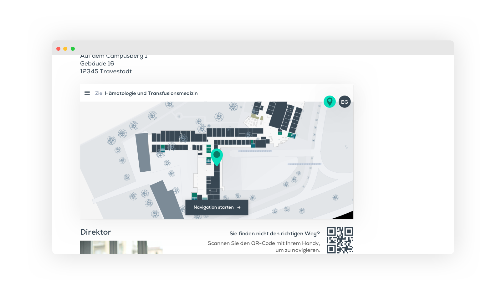 iFrame hospital app, navigation